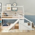 thumbnail image 3 of Euroco Wood Twin Bunk Bed with Slide and Staircase,Low Profile House Bed for Kids Teens Adults, 3 of 12