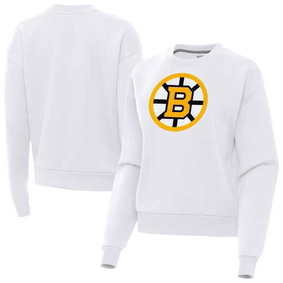 Women's Antigua White Boston Bruins Victory Pullover Sweatshirt