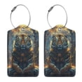 thumbnail image 3 of Hirioo Forest Meditating Tiger Print Leather Luggage Tag with Stainless Steel Loop ,Privacy Flap and Address Card for Travel Bag Suitcase-2 PCS, 3 of 5