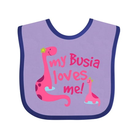 

Inktastic My Busia Loves Me Girl Dinosaur Gift Baby Girl Bib