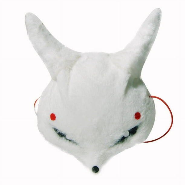 Máscara de zorro blanco de peluche con orejas para cosplay, Halloween o fiestas