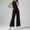 Black, variant on 2 Piece Matching Lounge Set for Women Solid Mock Neck Sleeveless Top Wide Leg Pants