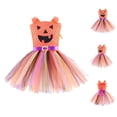 thumbnail image 7 of Toddler Girls Halloween Dress Pumpkin Lantern Mesh Back Bowknot Sleeveless Summer Dresses Girls Size 4-5T, 7 of 7
