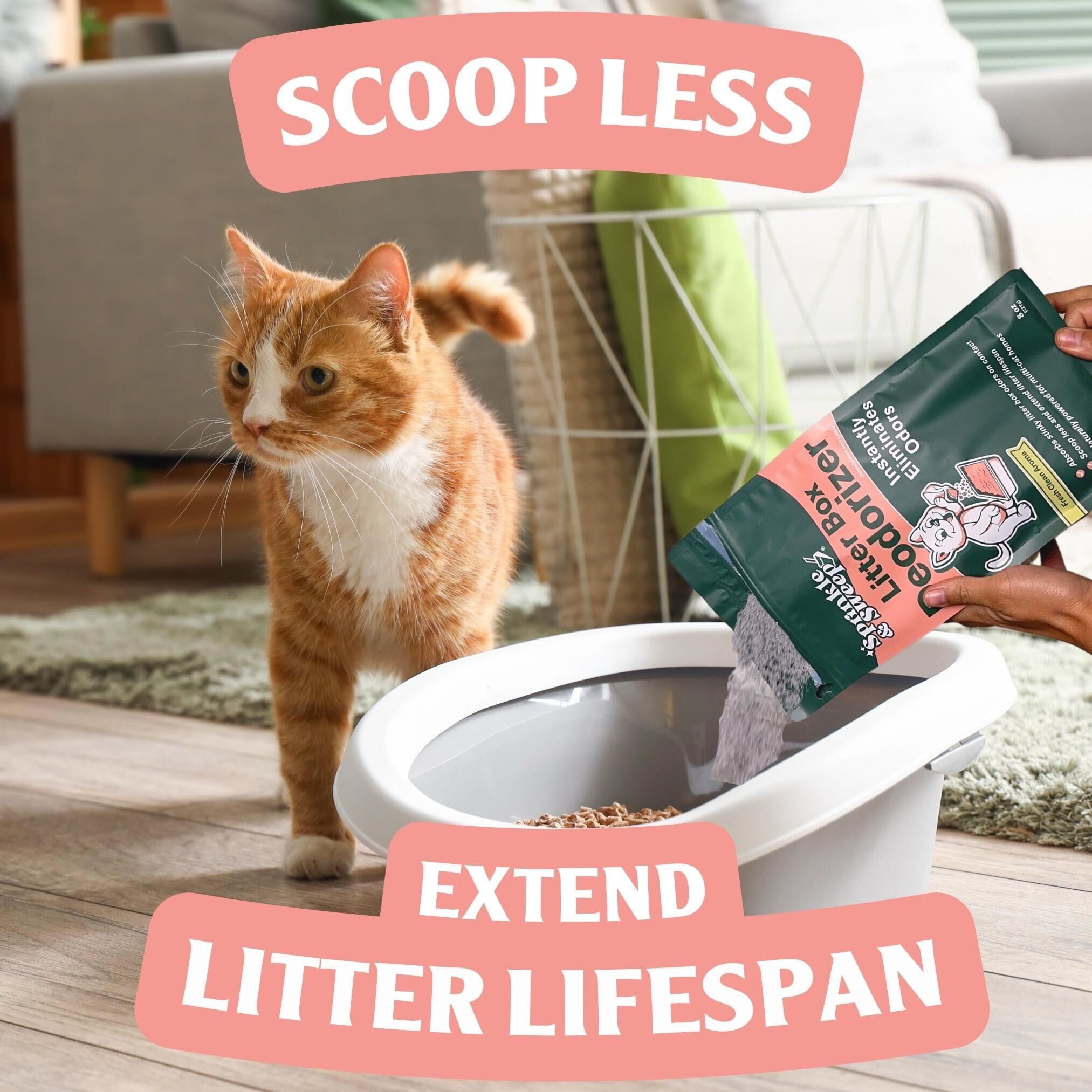 Sprinkle & Sweep Litter Box Deodorizer – Cat Odor Eliminator for Litter Box & Instantly Removes Foul Smells and Urine Odors
