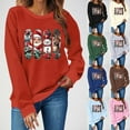 thumbnail image 5 of PFRNLF Christmas Sweatshirts for Women Vintage Cute Print Fleece Crewneck Christmas Long Sleeve Tops, 5 of 5