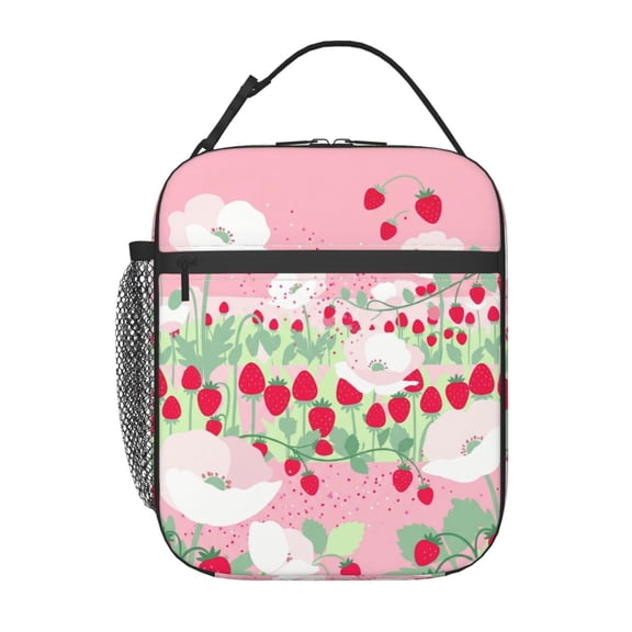 Strawberry Lunchbox Insulated Lunch Bag Reusable Cooler Lunch Boxes Tote Box Reusable Lunch Bags For Women Adult For Gifts Office Picnic Travel Beach