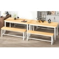 thumbnail image 4 of AWQM Dining Table Set with Two Benches, Kitchen Table Set for 4-6 Persons for Home, Kitchen and Dining Room,Beige, 4 of 6