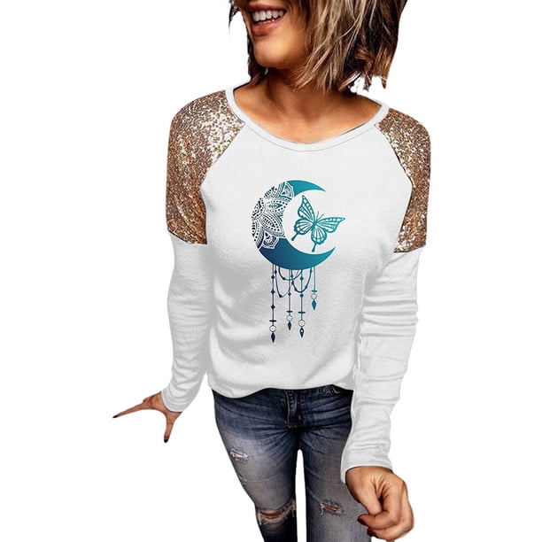 Las Mejores Ofertas En Camisetas Manga Corta Con Lentejuelas Para