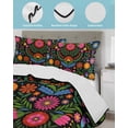 thumbnail image 4 of Quilts Full Size, Bohemian Soft Comforter Bedding Set for Bed, Red Green Tribal Mexican Abstract Flower Lightweight Quilted Bedspread with Pillow Cover(2 Pieces) for All Season, 78x90 Inch, 4 of 6