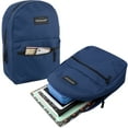 thumbnail image 4 of Classic Solid Color 17 Inch Backpack with Front Zipper Accessory Pocket, Dual Zipper Closure & Padded Shoulder Straps for Work, Office, Gym, Sports, Travel, Commute & Recreation in Navy Blue, 4 of 7