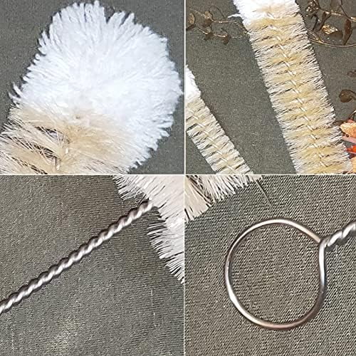 Stainless Steel Soda Bottle Cleaning Brush Set in Natural Boar Bristle Wool Tip Long Handle, Flexible Bendable Thick Wire Cleaner for Narrow Neck Water Baby Bottles Straw Pipe Tube Flask (3)