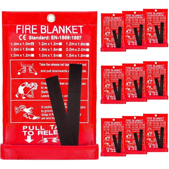 10 Pack Fire Blanket Emergency for Home Kitchen, 39 x 39 Large Emergency Fire Suppression Blankets Fiberglass Flame Retardant Protection for Home Kitchen Car Office Warehouse Camping Safety