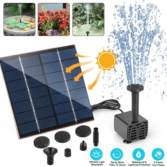 Solar Power Fountain Submersible Water Pump Bird Bath Pond Garden Decor 180L/h