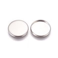 thumbnail image 3 of 500 pc Tarnish Resistant 304 Stainless Steel Plain Edge Bezel Cups Cabochon Settings Flat Round Stainless Steel Color Tray: 18mm 19.5x1.5mm, 3 of 3