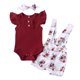 thumbnail image 1 of Conjunto de ropa de verano para niña bebé, Pelele de algodón tejido con volantes a la moda para recién nacido, pantalones cortos, diadema con lazo, 3 uds., trajes para niños pequeños Tan Jianjun unisex, 1 of 2