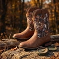 thumbnail image 2 of Men's Camo Western Cowboy Boots, Square Toe Mid-Calf Work Boots, Classic Casual Riding Boots for Outdoor Hunting, 3 Colors Available, 2 of 6