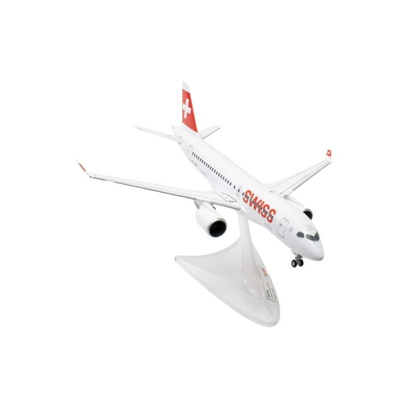 Airbus A220-100 Commercial Aircraft "Swiss International Air Lines" (HB-JBH) White with Red Tail 1/200 Diecast Model by Herpa