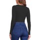 thumbnail image 3 of INSPIRAR CHIC Cuerpo de Mujer Bodycon de Punto Acanalado con Corte Frontal de Manga Larga y Cuello Redondo Tops XS Negro, 3 of 6
