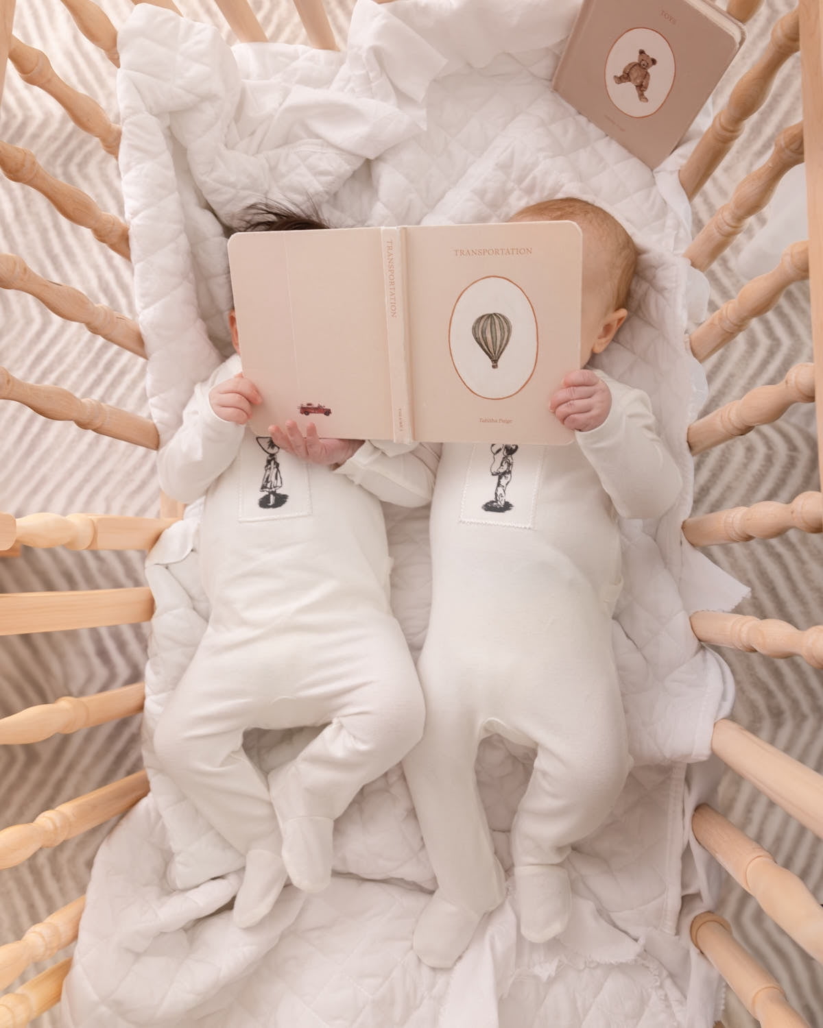 MiniMoi Baby Girls "The Little Girl And Her Sun Bonnet" Cotton Rich Footie, 9 Months, Ivory Mist