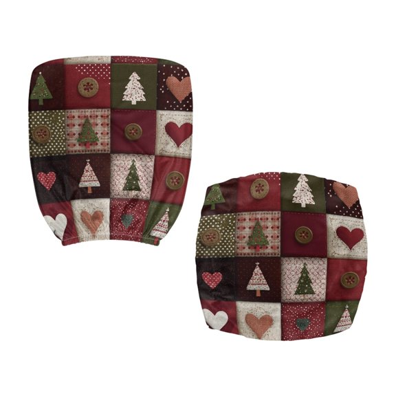 Psesaysky Christmas Patchwork Plaid 2 Piece Office Chair Covers for Armchair Stretchable Breathable Desk Chair Cover Polyester Fabric Rotating Chair Protectors