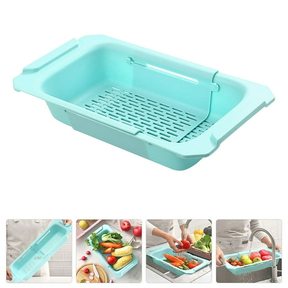 STRANDCHIC Plastic Dish Drying Rack with Kitchen Sink Strainer for Easy Vegetable Draining and Convenient Storage