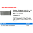 thumbnail image 2 of Radiator - Compatible with 1996 - 1999 Chevrolet K1500 Suburban 5.7L V8 - Spectra Premium, 2 of 2