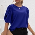 thumbnail image 3 of Camiseta holgada azul con mangas abullonadas y cuello redondo - Talla S Summer Chic, 3 of 8