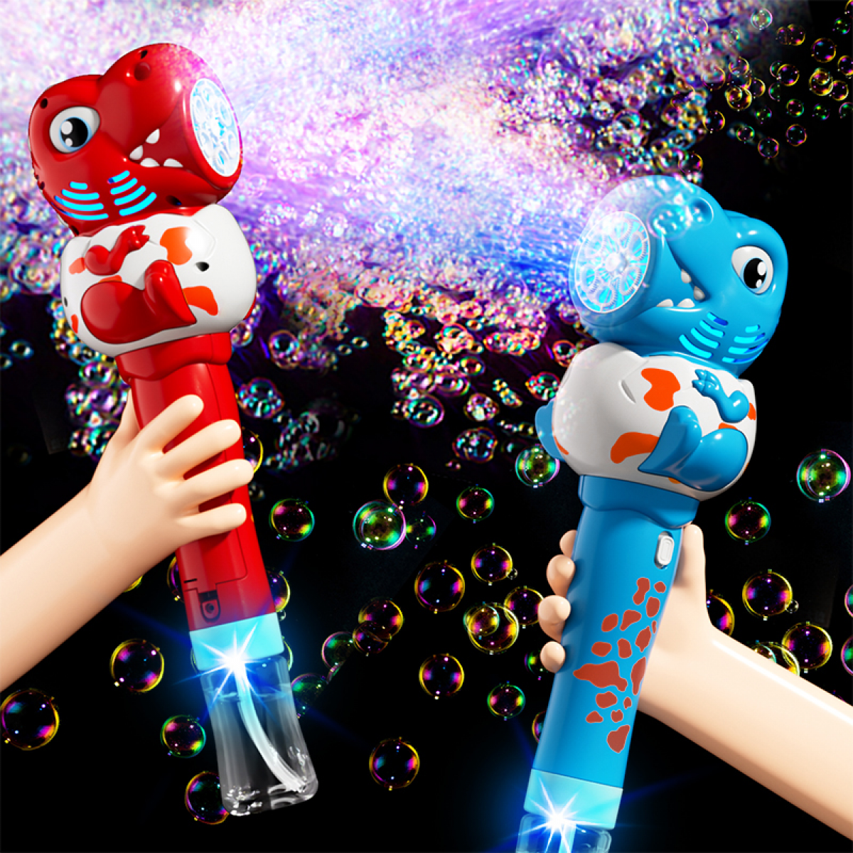 Dinosaur Bubble Wand for Kids, Electric Bubble Blower for Boys Girls Outdoor Play Garden Yard Party Bubble Fun Gifts Idea(Blue)
