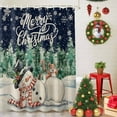 thumbnail image 5 of Shower Curtain 36"W x 72"L Vintage Winter Christmas Snowman Pine Trees Fabric Shower Curtains Set with Hooks Water Repellent Bathroom Curtains Machine Washable Bathroom Accessories, 5 of 9