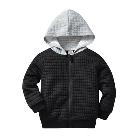 

Toddler Boys Long Sleeve Winter Zippered Coat Jacket Warm Outwear Plaid Hooded