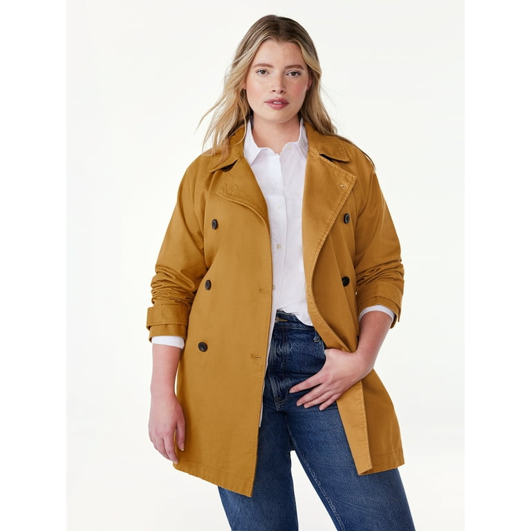 Free Assembly Women's Everyday Short Trench Coat, Sizes S Free Assembly Women's Everyday Short Trench Coat, Sizes S