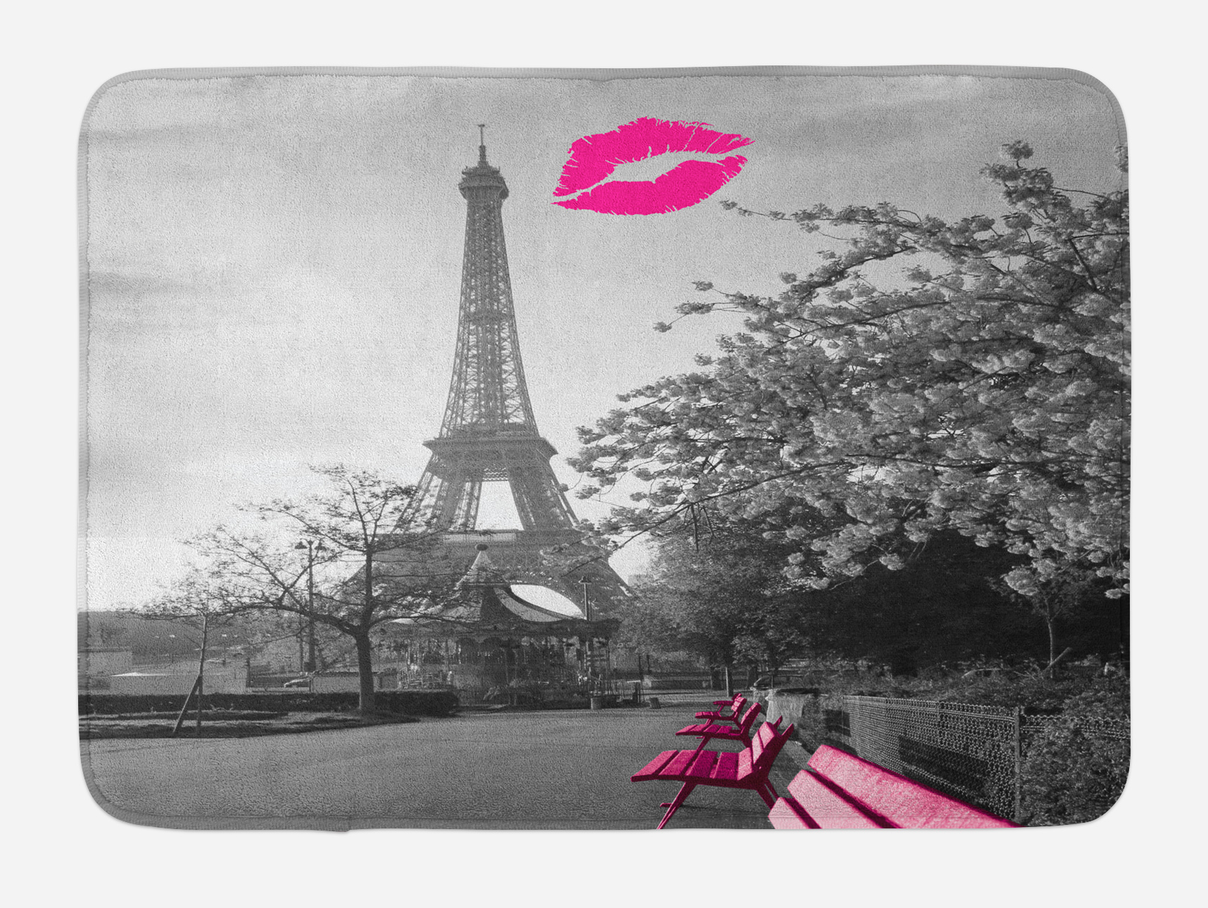Paris Bath Mat Romantic Monochrome Photo Of Eiffel Tower With