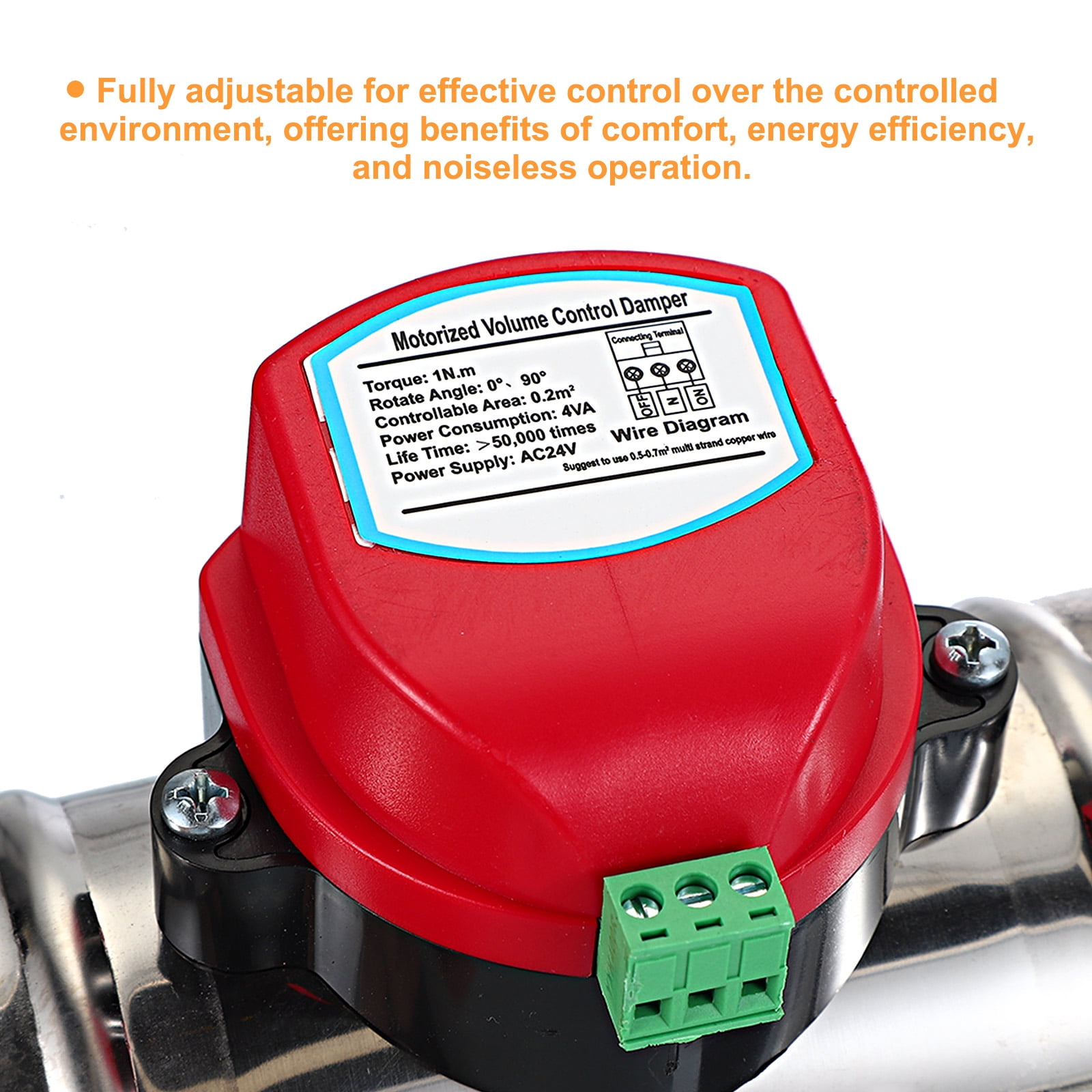 Uxcell 4" Duct Damper Stainless Steel Motorized Adjustable HVAC Volume Dampers Airflow Backdraft Damper Control