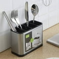 thumbnail image 6 of Stainless Steel Cutlery Organizer | Compartmentalized Chopstick Spoon Fork Storage | Drainage Feature | Wall Mounted or Countertop Utensil Holder | 18x13x8.7cm | 1 Piece Multicolor, 6 of 6