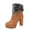 Brown, variant on Womens Chunky High Heel Bow- Zipper Faux Fur Ankle Booties Womens Round Toe Chunky Heel Ankle Boots Zipper Block Heel Ankle Boots Winter Snow Boots Mid- Calf Ankle Bootie