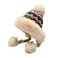 thumbnail image 2 of Cadancy Womens Winter Hat with Pom Pom Furry Fleece Ear Flaps Russian Sherpa Ski Snow Caps Cute Sherpa Knitted Skull Cap Outdoor Warm Stocking Hats, 2 of 5