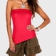 thumbnail image 2 of Camiseta corta ajustada de color liso con hombros descubiertos y dobladillo irregular, 2 of 4