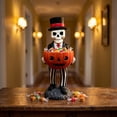 thumbnail image 3 of Sruoe Skeleton Halloween Candy Bowl Statue Spooky Skull Figure Vintage Fall Porch Decor Resin Figurine for Front Door, 3 of 7