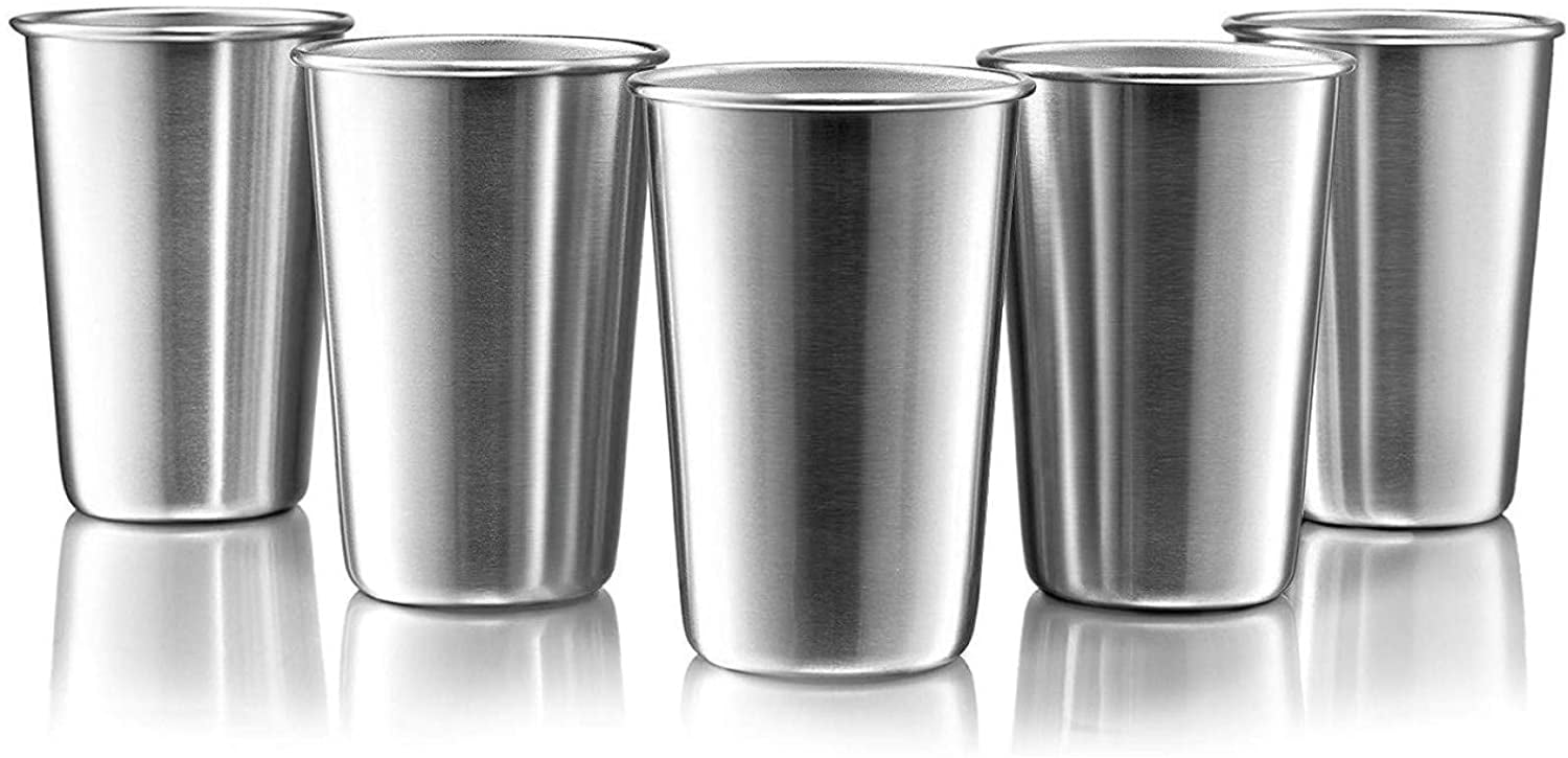 16oz 2pk Bar Pint Set W/ LId Gray Vacuum Insulate Sweat Proof Shatter Proof Cups