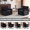 thumbnail image 4 of FFH 33" Oversized Swivel Accent Chair,Armchair with Side Pocket,Upholstered Corduroy Lounge Chaise Chair,Barrel Chairs,Comfy Single Sofa Chair for Living Room Reading Bedroom Office,Black, 4 of 7