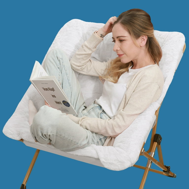 OAKHAM Fuzzy Round Dorm Chair, Oversized Soft Faux Fur Lounge