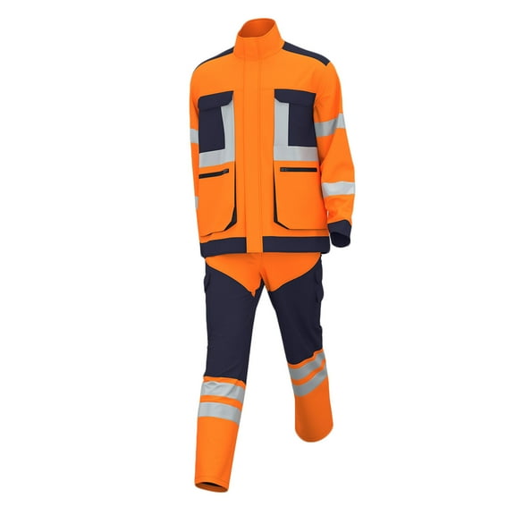 Wrtxtat Men's Work Overalls 2 Peiece Set High Visibility Overalls Pockets Zip-Up Suit Reflective Stripes Traffic Safety Workwear Jumpsuit Big and Tall Orange XXXXL