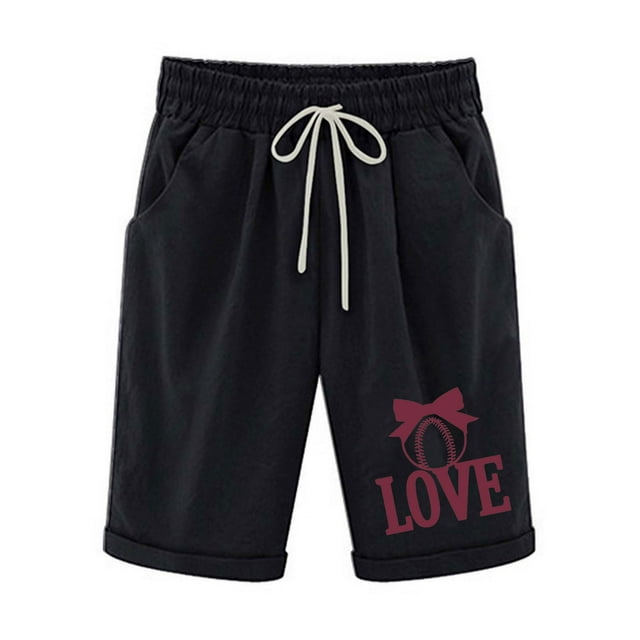 Yanlir Women's Casual Letter Printed Elastic Waist Drawstring Shorts with Pockets Comfortable and Functional for All-Day Wear