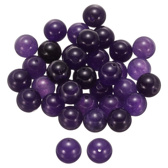 Uxcell 50pcs Natural Stone Beads 10mm Purple Crystal Round Gemstone Stone Loose Beading Real Genuine Smooth Balls Bead for Jewelry Making Bracelets Necklace Earrings DIY