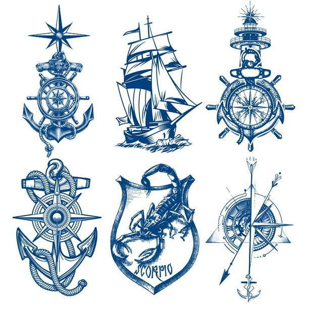 Kit de pegatinas de arte para brazo de cuerpo marino, tatuaje falso, tatuaje impermeable para hombres y mujeres Ndcxsfigh Libre de BPA