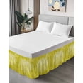 thumbnail image 4 of Yellow Boho Flowers Bed Skirt King Size 18 Inch Drop, Vintage Abstract Watercolor Yellow Bohemia Floral Adjustable Elastic Dust Ruffles Bedskirt for King Bed Wrap Around Pleated Mattress Frame Cover, 4 of 9