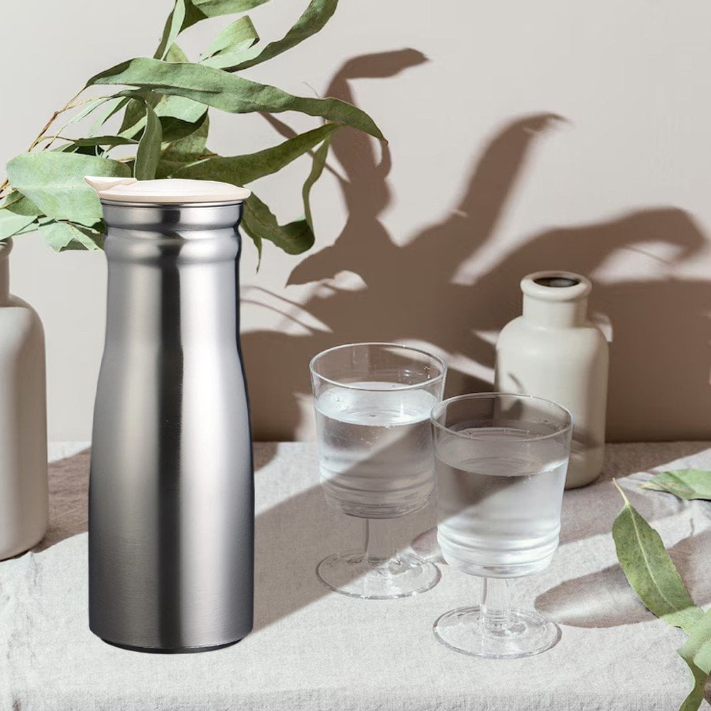 Stainless Steel Water Jug, 1000ml Latte Art Milk Frothing Cup, Pitcher Jug with Lid, Cream Mug for Coffee Machine, Juice, Home, Office