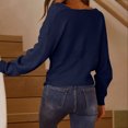 thumbnail image 4 of Moda mujer Color sólido manga larga Pullove cuello en V Casual suéter Tops Fridja  hjk2284, 4 of 8