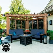 Backyard Discovery Tuscany Cabana 154.8" x 115.2" x 90" Indigo Cedar Wood Pergolas, Built-In Seating