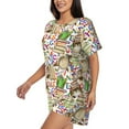 thumbnail image 2 of Balery Owl Back To School Pattern Womens Pajama Sets 2 Piece Soft Short Sleeve Top and Shorts Sleepwear Round Neck Pjs Lounge Set with Pockets-4X-Large, 2 of 7